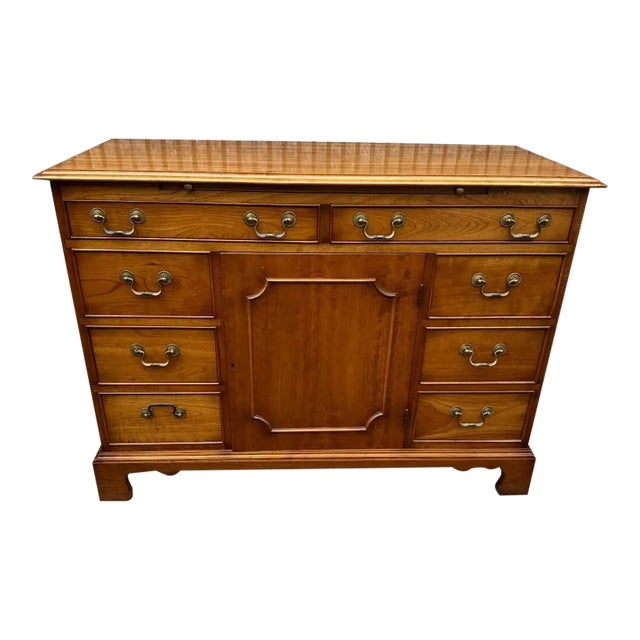 Vintage Leopold Stickley Furniture Georgian Solid Cherry Double Dresser Cabinet or Sideboard For Sale