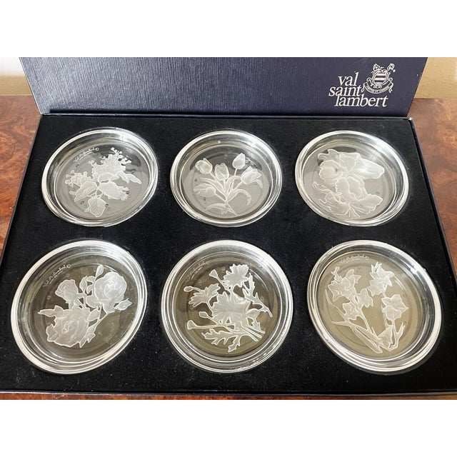 1970s Vintage Crystal Coasters from Val Saint Lambert, 1970s, Set of 6 For Sale - Image 5 of 11