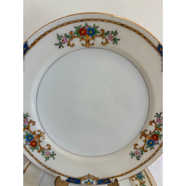 Mid 20th Century Vintage Meito China Hand-Painted Floral Salad Plates, Set of 6 For Sale - Image 5 of 10