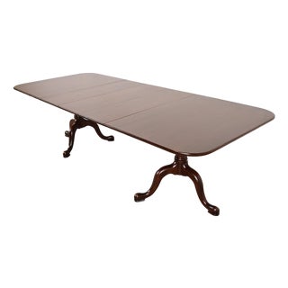 Henkel Harris Georgian Solid Mahogany Double Pedestal Extension Dining Table, Newly Refinished For Sale