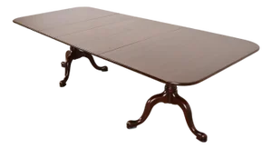 Henkel Harris Georgian Solid Mahogany Double Pedestal Extension Dining Table, Newly Refinished