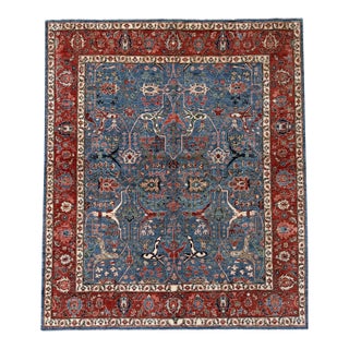 Vintage Blue Persian Sultanabad Hand-Knotted Rug, 10'00 X 14'00 For Sale