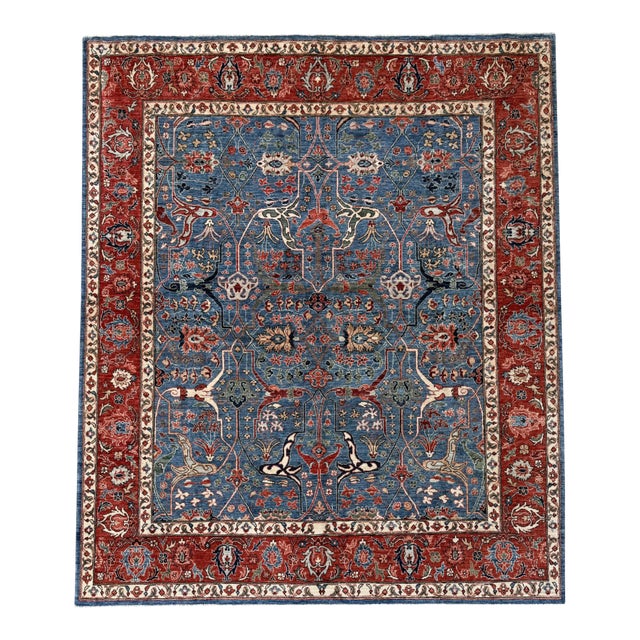 Vintage Blue Persian Sultanabad Hand-Knotted Rug, 10'00 X 14'00 For Sale
