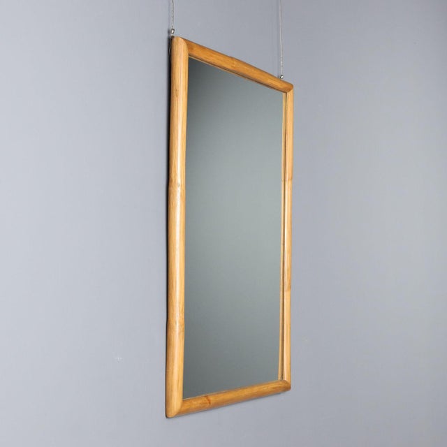 Mirror with Bamboo Frame, 1980s For Sale - Image 3 of 9