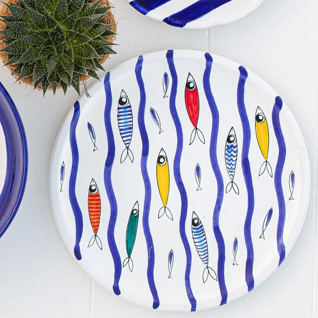 Italian VIETRI Pesce Pazzo Crazy Fish Round Platter For Sale - Image 3 of 4