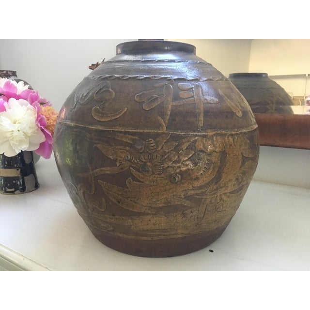 Antique Chinese Tang Qing Dynasty Dragon Ceramic Pottery Pot Martaban