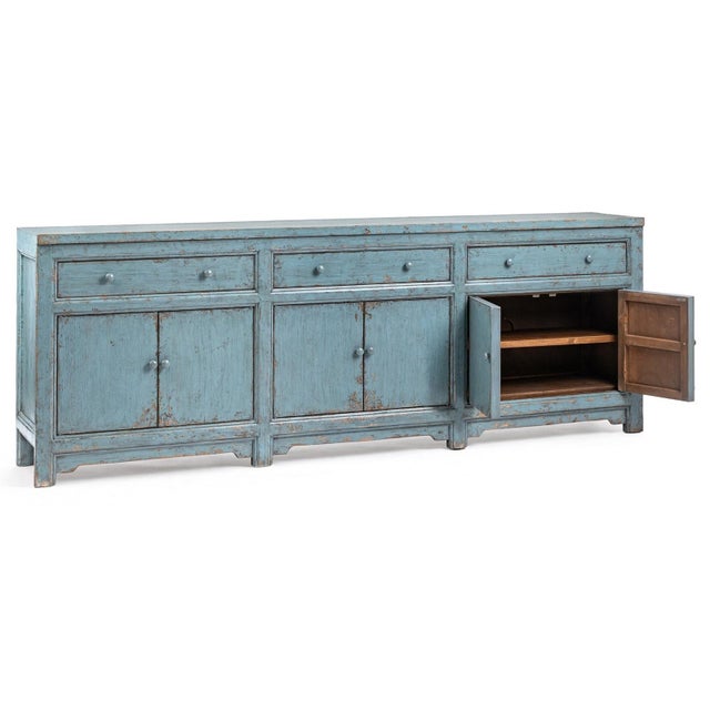 Farmhouse Azur Distressed Blue Sideboard For Sale - Image 3 of 6