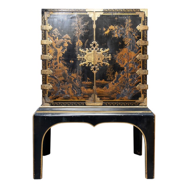 Antique Japanese Lacquer Cabinet on Stand For Sale