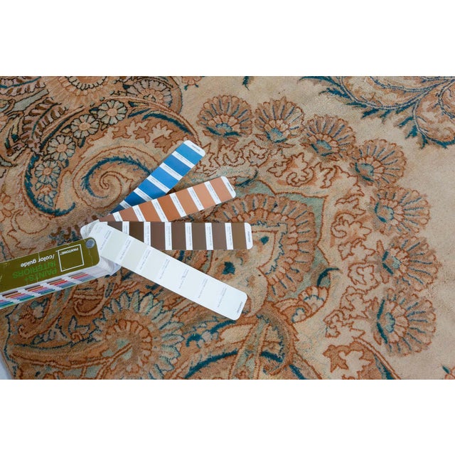 Antique Botanic Persian Kirman Beige, Brown, Blue Handmade Wool Rug For Sale - Image 9 of 9