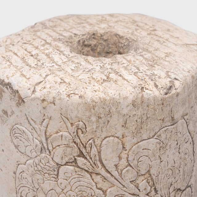 Beige Chinese Engraved Textile Printing Stone, C. 1850 For Sale - Image 8 of 9
