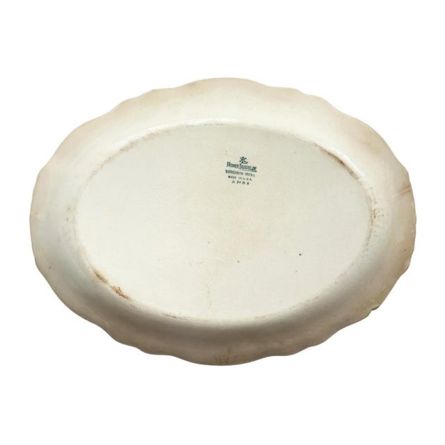Victorian Antique Homer Laughlin “Virginia Rose” Oval Serving Platter – Blue Band Ironston For Sale - Image 3 of 7