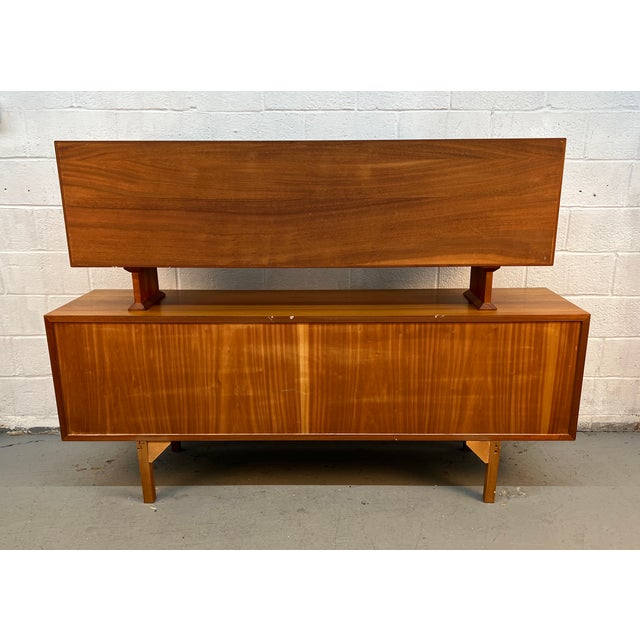 Danish Mid-Century Modern Teak Server W/ Glass Top Hutch For Sale - Image 13 of 18
