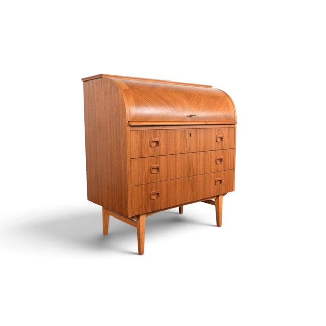Mid 20th Century Attributed to Egon Östergaard Curved Top Secretary Desk in Teak For Sale - Image 12 of 12