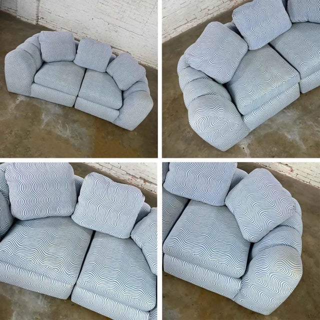 Modern to Postmodern Channeled Sectional Loveseat or Lounge Chairs Style of Jay Spectre For Sale - Image 11 of 12