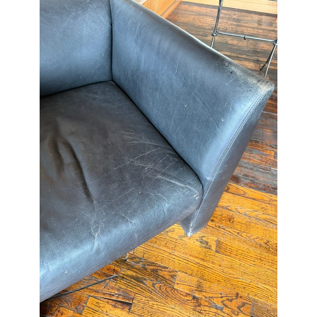 Niedermaier Gary Lee for Niedermeier Black Leather Architectural Armchair, Mid-1990s For Sale - Image 4 of 13