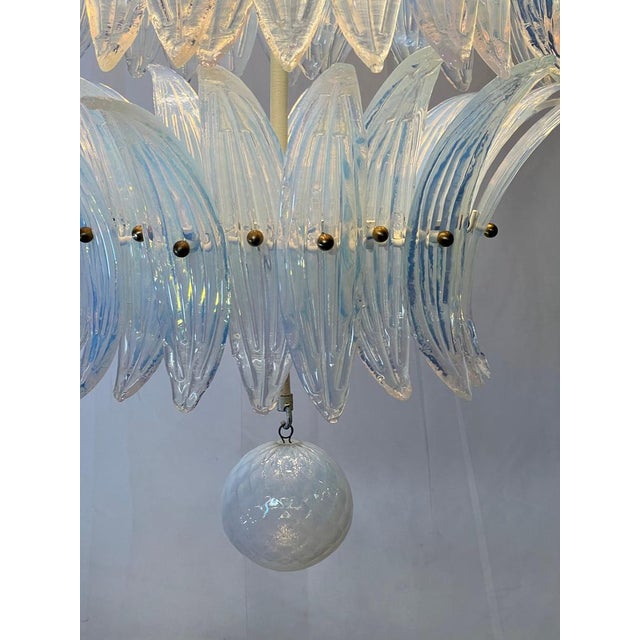 Italian Murano Glass Palmette Leaves Chandelier, 1980s For Sale - Image 9 of 18