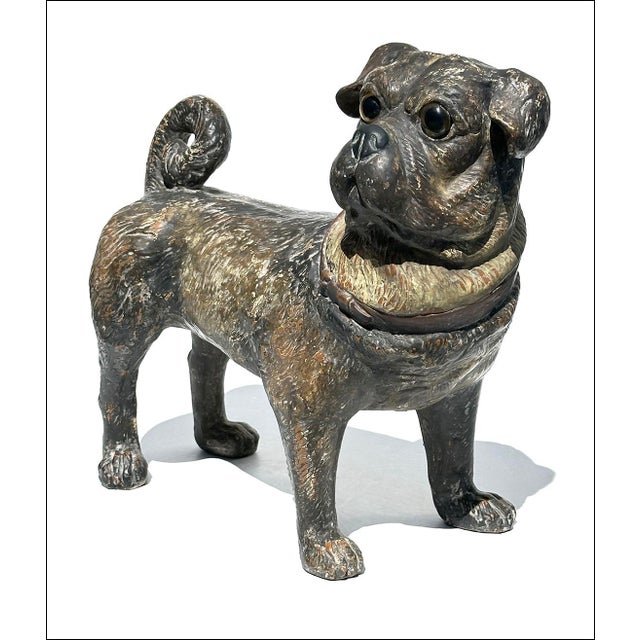Ceramic Austrian Standing Pug Dog Composition Lifesize Sculpture For Sale - Image 7 of 7