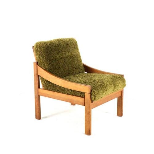 1970s Pine Armchair with Green Upholstery, 1970s For Sale - Image 5 of 16