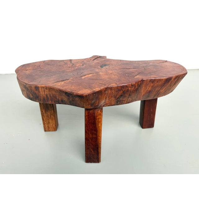 Wood Brutalist Tripod Coffee Table in Teak, 1970s For Sale - Image 7 of 18