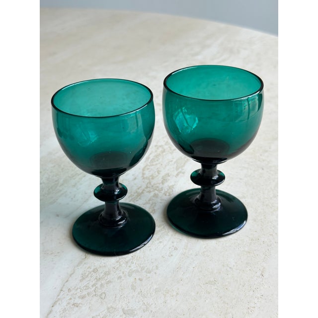 Green Antique Moretti Style Wine Glasses - Set of 6 For Sale - Image 4 of 10