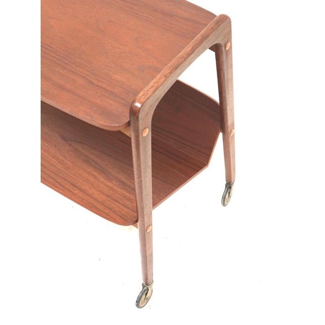 Vintage Teak Serving Trolley with Magazine Rack from Opal, 1960s For Sale - Image 3 of 6