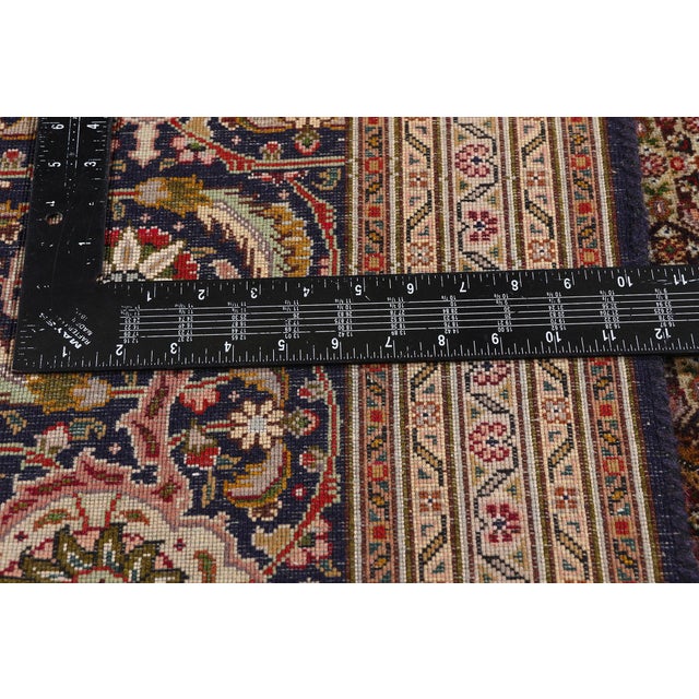 Navy Blue Vintage Persian Mahi Tabriz Rug - 09'11 x 12'08 For Sale - Image 8 of 11
