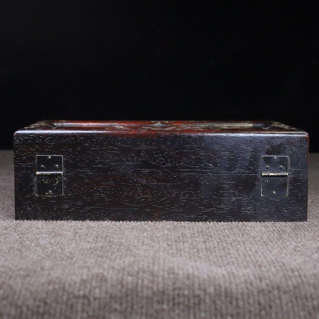 Vintage Zitan Wood Box With Mother-of-Pearl Bird & Pomegranate Inlay For Sale - Image 4 of 9