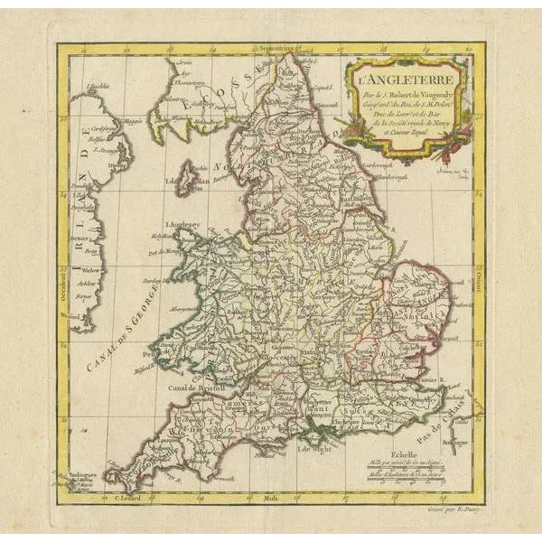 Antique Map of England with Decorative Cartouche, 1778 For Sale - Image 3 of 6
