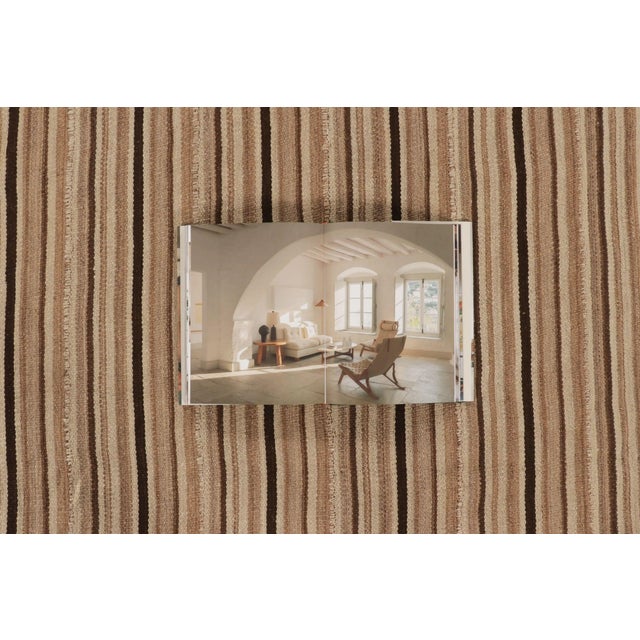 Beige Rug & Kilim’s Contemporary Kilim in Brown and Black Textural Stripes For Sale - Image 8 of 9