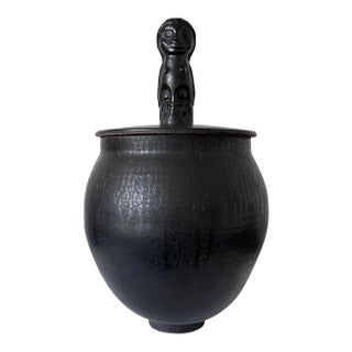 Large Early Unique Glazed and Sculpted Ceramic Vessel Mary and Edwin Scheier For Sale