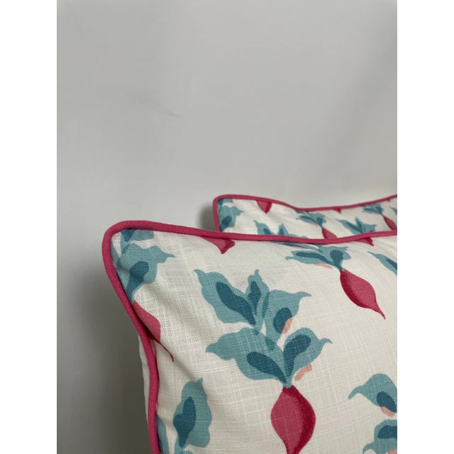 Mid-Century Modern Fabricut Radish Root in Dahlia Pillows - a Pair For Sale - Image 3 of 11