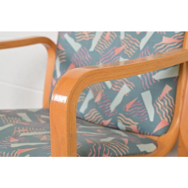 Brown Loewenstein Modern Bent Beechwood Sled Leg Lounge Chairs, Pair For Sale - Image 8 of 15