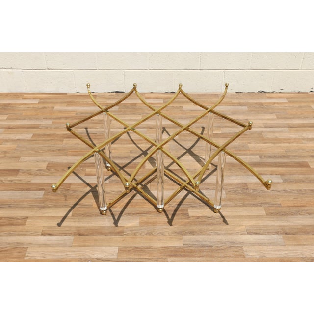 Charles Hollis Jones “Treillage” Lucite & Brass Coffee Table | Glass Top | Hollywood Regency | Circa 1970s For Sale - Image 12 of 18