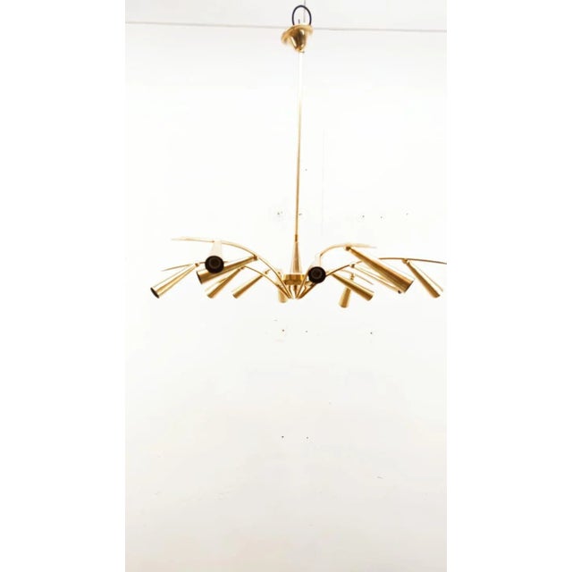 Sputnik Chandelier with Brass Cones from Stilnovo For Sale - Image 17 of 18
