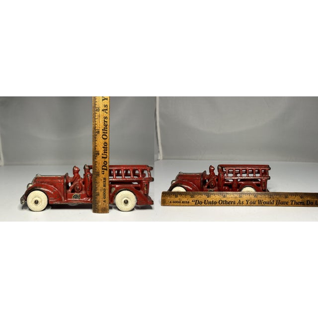 Vintage Arcade Cast Iron Ladder Truck: 1930s Toy Fire Engine For Sale - Image 10 of 10
