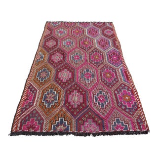 Mid 20th Century Magenta Colored Vintage Turkish Area Rug For Sale
