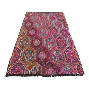 Mid 20th Century Magenta Colored Vintage Turkish Area Rug
