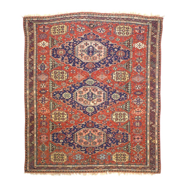 Fine Antique Sumak Rug 7’8” X 9’1” For Sale