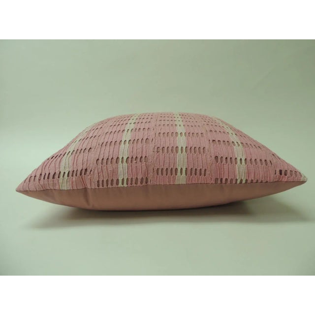 Vintage Hot Pink and Natural Strip-Woven Yoruba African Square Decorative Pillows - A Pair Dusty pink cotton backings....