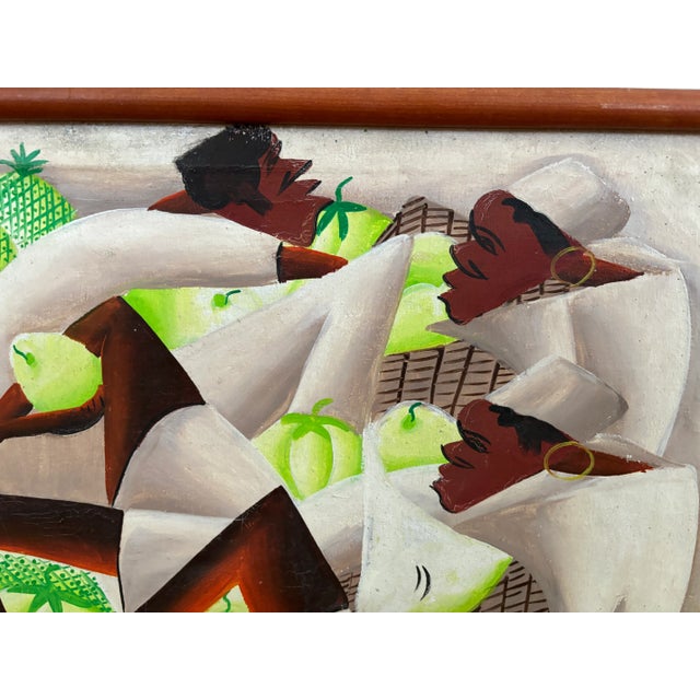 Tribal Late 20th Century Vintage Haitian Painting on Canvas - Framed For Sale - Image 3 of 7