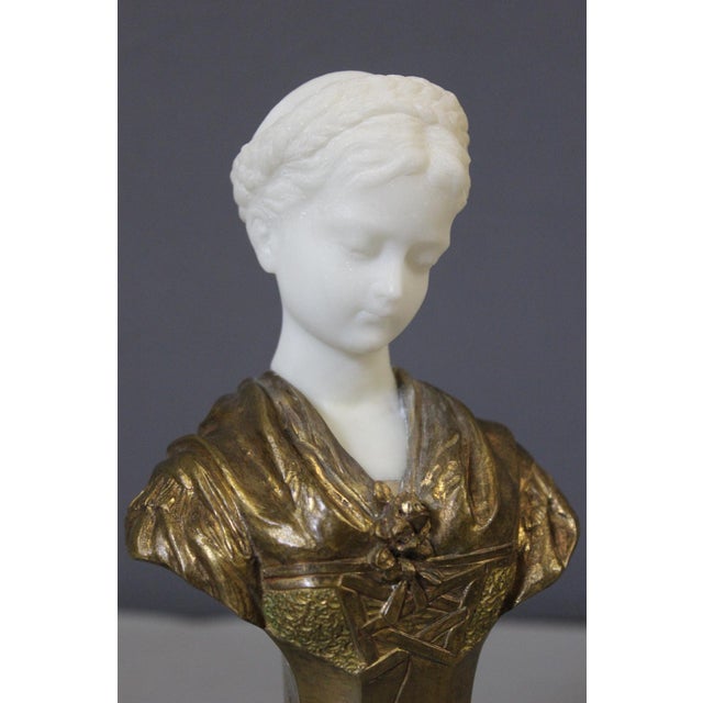 Bust of a Young Woman in Bronze and Marble by Vordormayer For Sale - Image 11 of 13