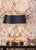 Antiqued solid brass with tole shade-solid brass-(6x9)(8x10)4 18h x 8.5w x 5.5d Shade Dimensions: top(6.75 x 10)...