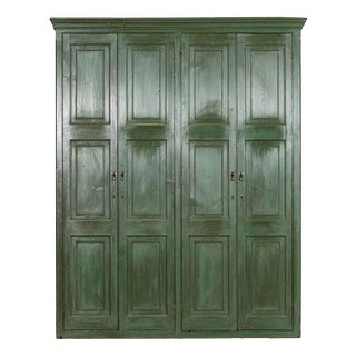 Large English Pine Painted Housekeepers Cabinet, 1880 For Sale