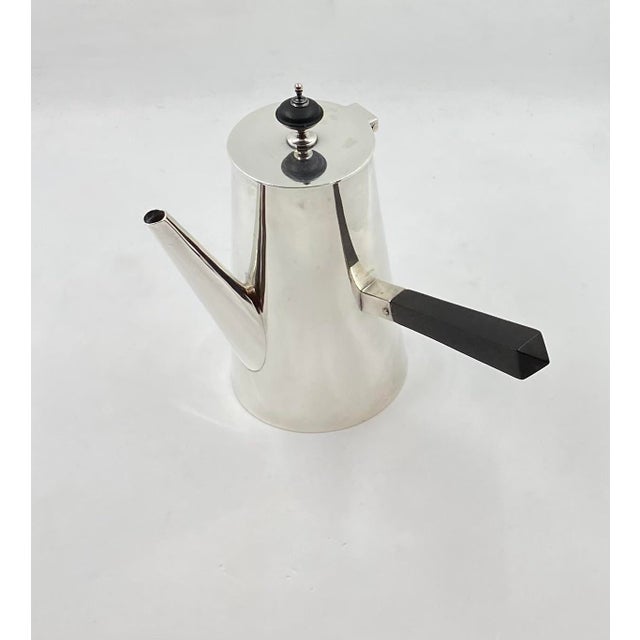 Art Deco Early 20th Century Jay, Richard Attenborough Sterling Silver Chocolate or Espresso Coffee Pot For Sale - Image 3 of 9