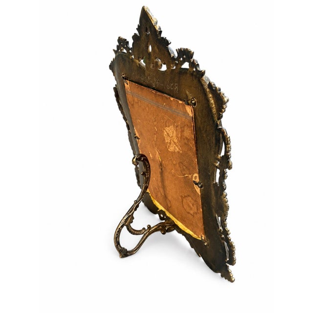 Victorian Antique Early 20th-Century Ornate Cast Metal Rococo Revival Picture Frame, Circa 1920s–1940s For Sale - Image 3 of 11