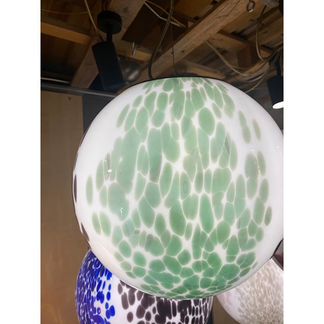 Early 21st Century Light Green and Black Sphere Pendant in Murano Style Glass by Simoeng For Sale - Image 5 of 8