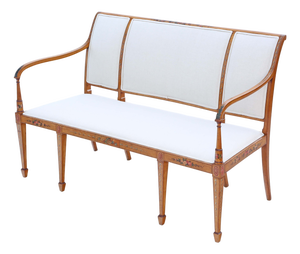 Antique Victorian Decorated Satinwood Sofa, 1800s