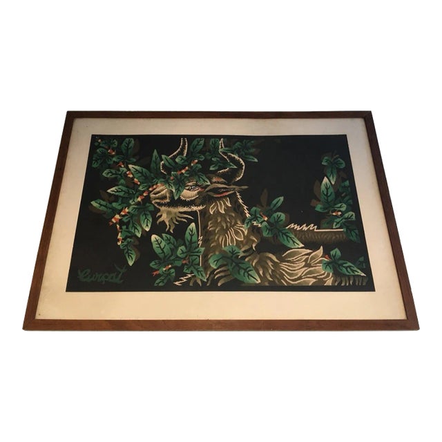 Circa 1970 French Ram Print Signed by Jean Lurçat For Sale
