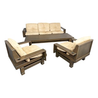 Brutalist Seating Group Model St. Moritz by Klaus Rausch for Rausch Furniture Co., Germany, 1960s, Set of 4 For Sale