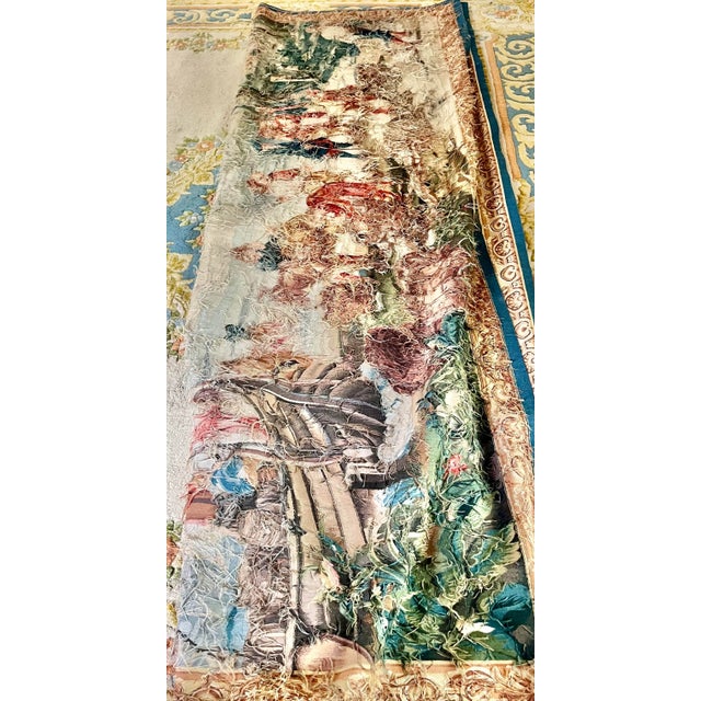 Large Vintage French Hand-Woven Colorful Tapestry For Sale - Image 11 of 12